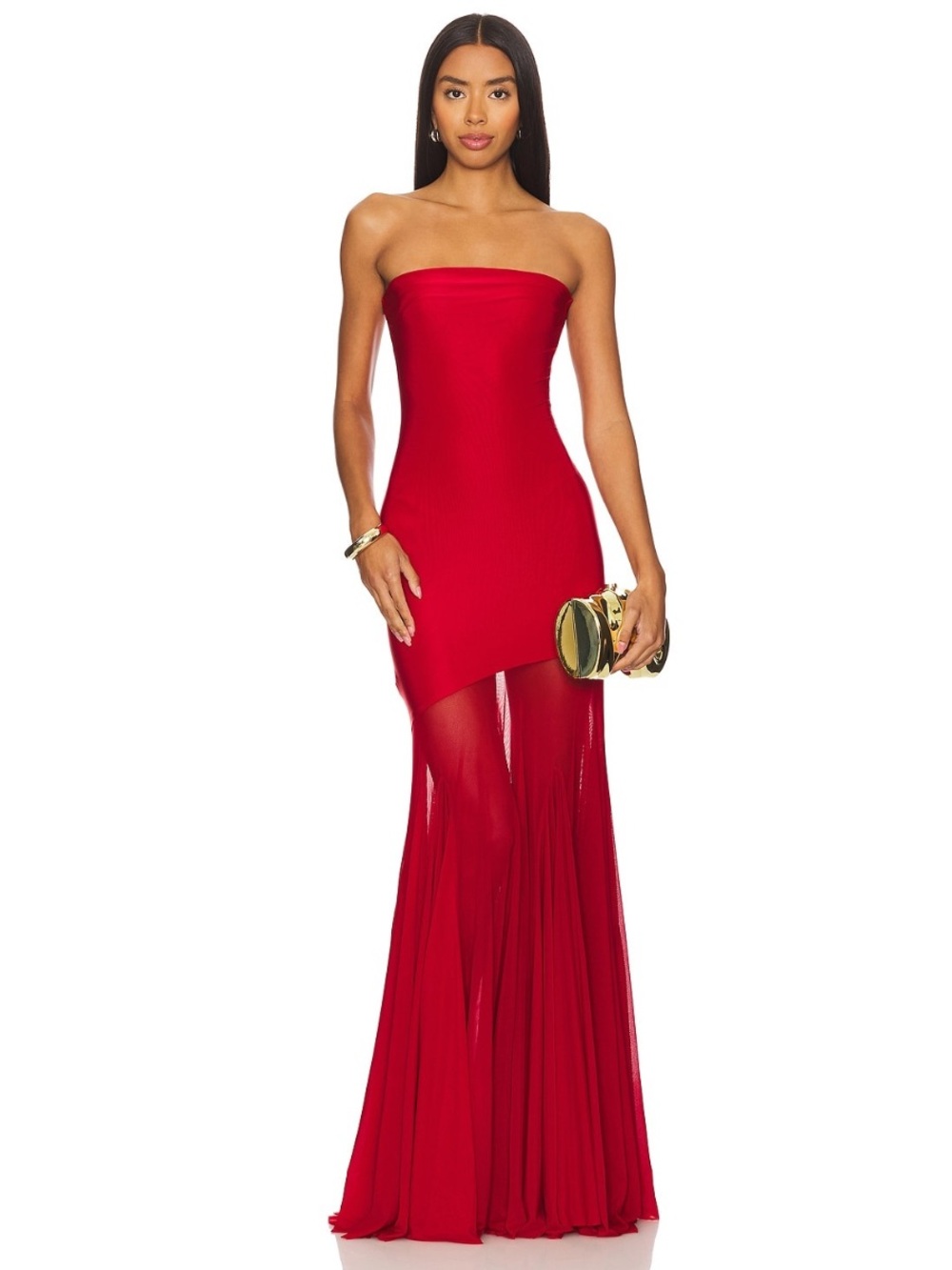 Deme by Gabriella Dahlia Strapless Mesh Mermaid Maxi Dress Sz S Revolve NWT
